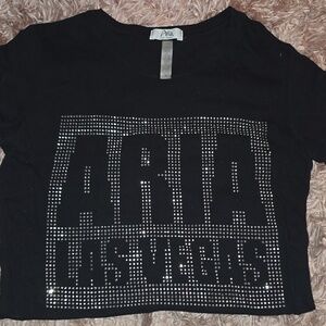 Black ARIA Las Vegas T-Shirt with Rhinestones